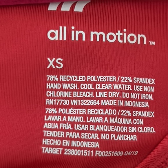 All in motion red long sleeve crew neck swim top - Picture 3 of 3